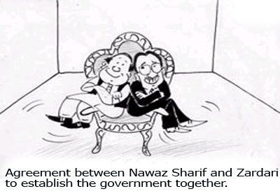 Agreement between Nawaz Sharif and Zardari to establish government together