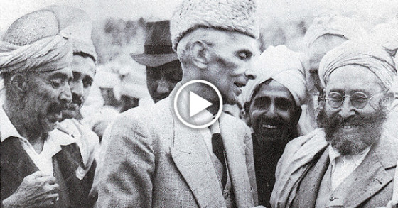 Quaid-e-Azam accepting a loaf of bread from tribesmen in Khyber Agency